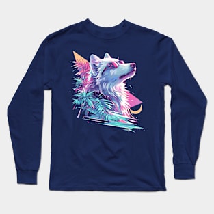 wolf synthwave Long Sleeve T-Shirt